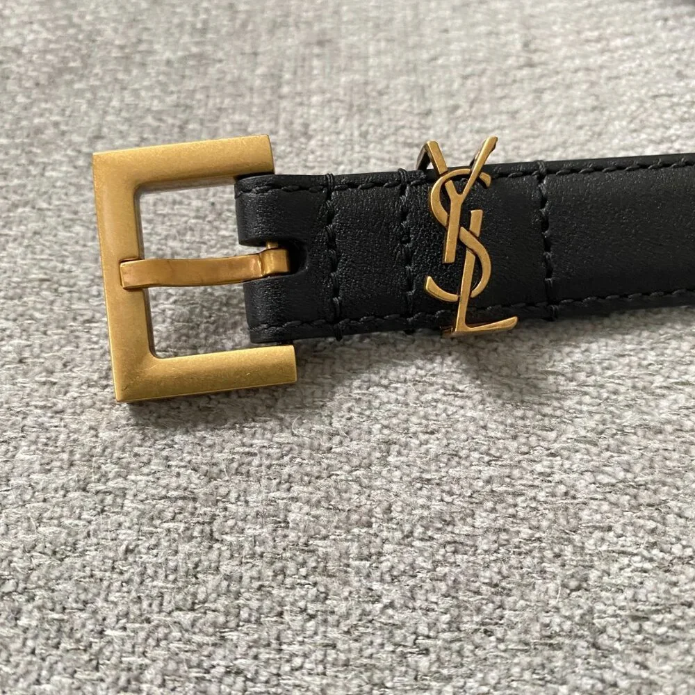 Saint Laurent YSL Monogram Slim Leather Belt 80 - Picture 3 of 6